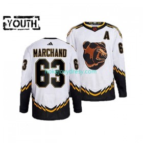 Dětské Hokejový Dres Boston Bruins Brad Marchand 63 Adidas 2022 Reverse Retro Bílý Authentic